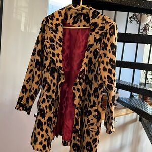 Robert Louis leopard print coat with hot pink lining size L